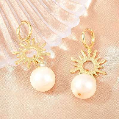 Sun Brass Hoop Earrings EJEW-Z164-13G-1