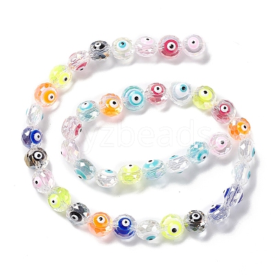 Transparent Evil Eye Glass Beads Strands LAMP-K037-06A-1
