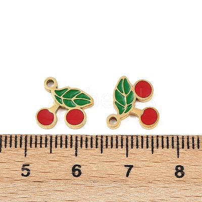 Fruit 304 Stainless Steel Enamel Charms STAS-C137-04A-G-1