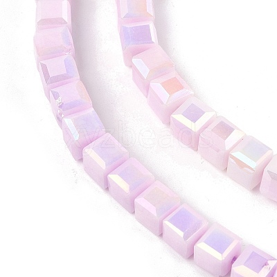 Electroplate Opaque Glass Beads Strands EGLA-U004-02D-1