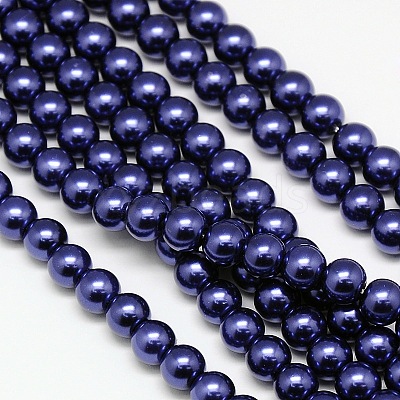Eco-Friendly Dyed Glass Pearl Round Beads Strands HY-A002-6mm-RB069-1