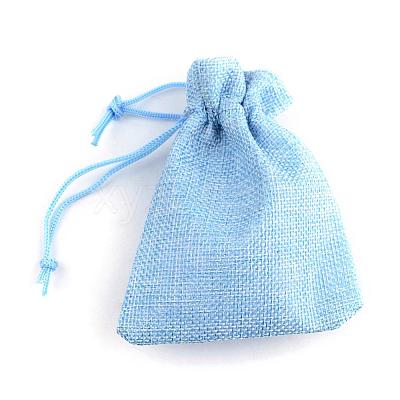 Polyester Imitation Burlap Packing Pouches Drawstring Bags ABAG-R005-9x12-16-1