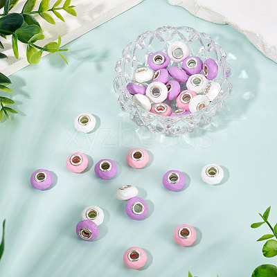30Pcs Spray Painted Faceted Resin European Beads RESI-TADJ0001-05C-1