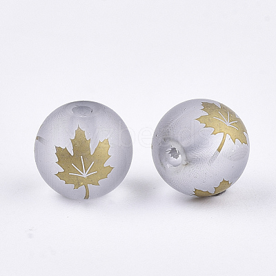 Autumn Theme Electroplate Transparent Glass Beads EGLA-S178-01F-1