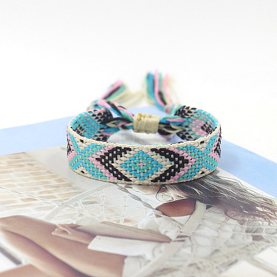 Polyester Braided Rhombus Pattern Cord Bracelet FIND-PW0013-004A-17-1