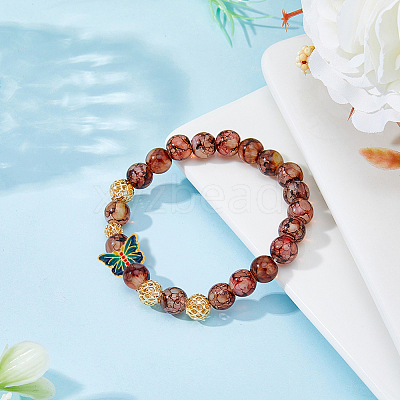 32Pcs 4 Colors Alloy Enamel Beads ENAM-DC0014-94-1