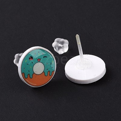 Colorful Acrylic Imitation Food Stud Earrings with Platic Pins EJEW-F293-02E-1