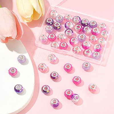 44Pcs 7 Styles UV Plating Resin European Beads RESI-FS0002-03-1