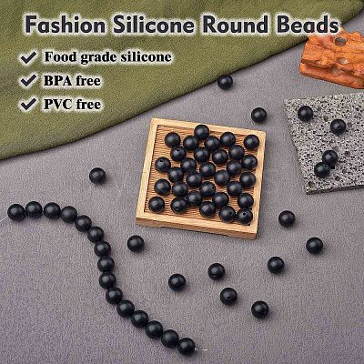 100Pcs Silicone Beads Round Rubber Bead 15MM Loose Spacer Beads for DIY Supplies Jewelry Keychain Making JX452A-1
