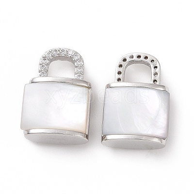 Brass Micro Pave Clear Cubic Zirconia Pendants KK-E068-VC467-1