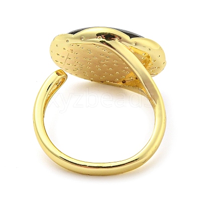 Natural Paua Shell Flat Round Open Cuff Ring RJEW-H220-04G-1