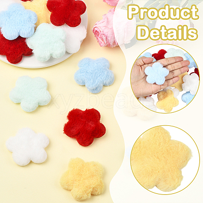 50Pcs 5 Colors Single Face Wool Fibre Cabochons FIND-SC0020-33-1