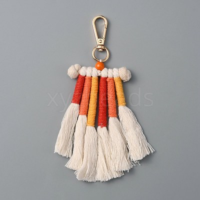 Cotton Rope Braided Tassel Pendant Decorations HJEW-WH0043-11KCG-1