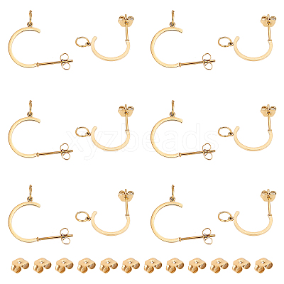 6 Pair 304 Stainless Steel Stud Earring Findings STAS-DC0006-90-1