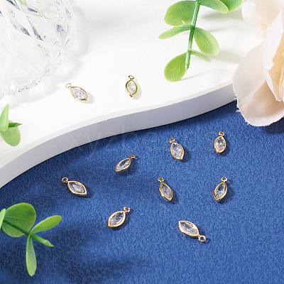 10Pcs Brass Micro Pave Cubic Zirconia Horse Eye Charms KK-TADJ0001-26-1