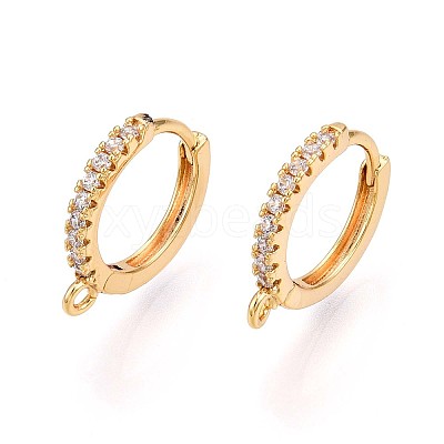 Brass Micro Pave Cubic Zirconia Hoop Earring Finding KK-N261-52G-1