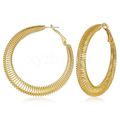 Brass Textured Hoop Earrings FS-WGE48BC-14-1