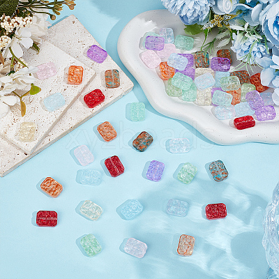 100Pcs 10 Colors Transparent Spray Painted Glass Beads GLAA-PA0001-60A-1