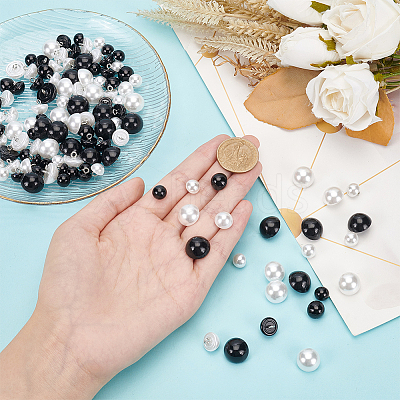 120pcs 6 styles Plastic Imitation Pearl Button FIND-PH0017-42-1