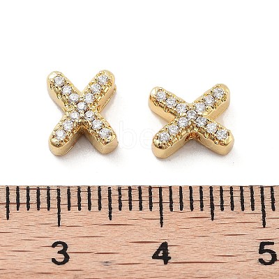 Rack Plating Brass Micro Pave Clear Cubic Zirconia Beads KK-G500-30G-X-1