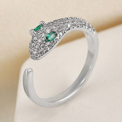 Snake Brass Micro Pave Cubic Zirconia Cuff Rings FS-WG5D2E3-03-1