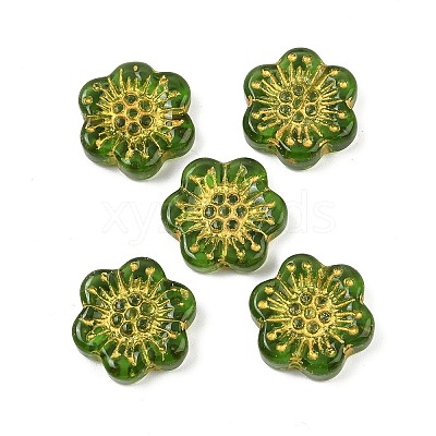 Baking Paint and Golden Metal Enlaced Glass Beads DGLA-T004-09G-1