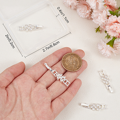 6Pcs Rack Plating Brass Micro Pave Clear Cubic Zirconia Fold Over Clasps KK-BBC0014-96-1