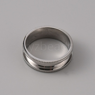201 Stainless Steel Grooved Finger Ring Settings STAS-WH0027-26F-P-1
