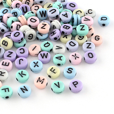 Flat Round Craft Style Opaque Acrylic Beads X-SACR-S743-22-1