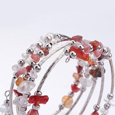 Five Loops Wrap Carnelian(Dyed) Beads Bracelets BJEW-JB02589-02-1