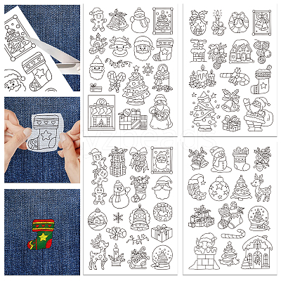 4 Sheets 11.6x8.2 Inch Stick and Stitch Embroidery Patterns DIY-WH0455-008-1