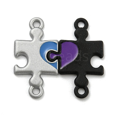 Spray Painted Alloy Couple Puzzle Connector Charms PALLOY-K018-03-1
