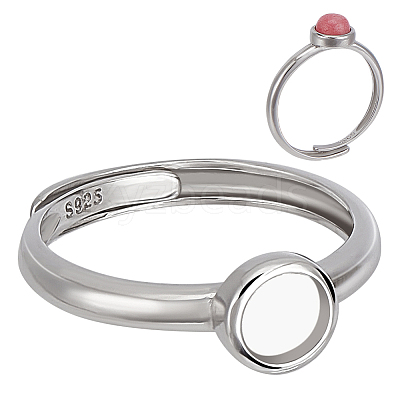 1Pc 925 Sterling Silver Adjustable Ring Components STER-BC0002-66P-02-1