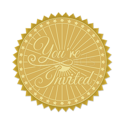 Plastic Self Adhesive Gold Foil Embossed Stickers DIY-WH0211-024-1