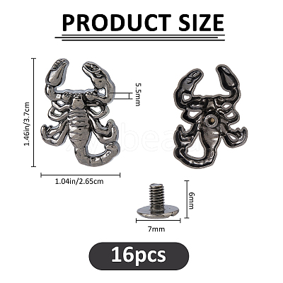 16Bags Scorpion Alloy with Iron Decorative Rivets BUTT-FH0001-035A-1