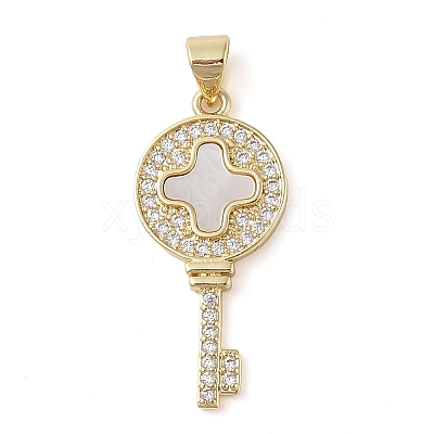 Brass Micro Pave Clear Cubic Zirconia Pendants KK-I712-58G-03-1