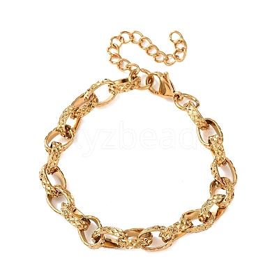 304 Stainless Steel Oval Link Chain Bracelets for Women BJEW-F529-09G-1