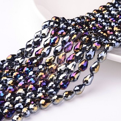 Electroplate Glass Beads Strands EGLA-D015-12x8mm-14-1
