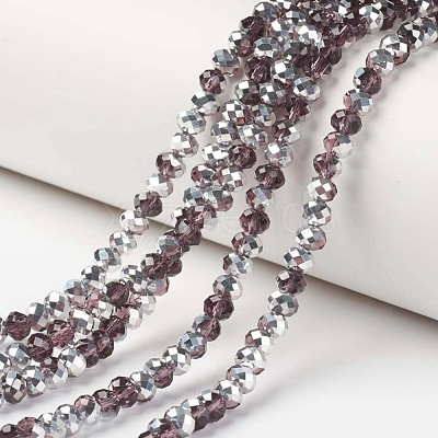 Electroplate Transparent Glass Beads Strands EGLA-A034-T4mm-M14-1