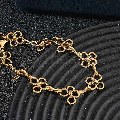 304 Stainless Steel Flower Link Chain Bracelets SA-CBA2696-21G-1