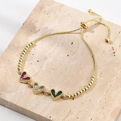 Brass Micro Pave Cubic Zirconia Slider Bracelets BJEW-S163-01B-G-1