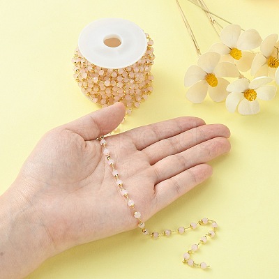 Handmade Glass Faceted Rondelle Beaded Chains CHC-CJ0001-73-1