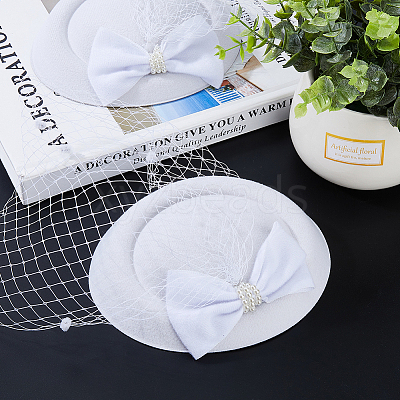 Bowknot Wool Felt Fascinators Pillbox Hat with Iron Alligator Hair Clips LS-MRMJ-WH0077-113A-1