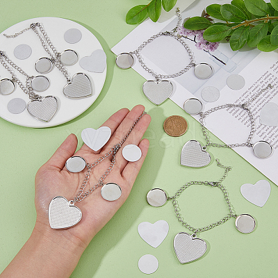 DIY Blank Heart Brass & Alloy Charm Bracelets Making Kit BJEW-DC00002-1