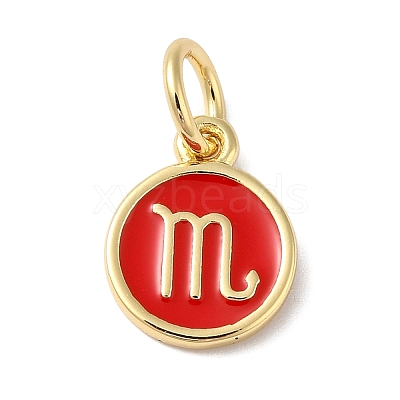 Real 18K Gold Plated Brass Enamel Charms KK-L216-001G-F-1
