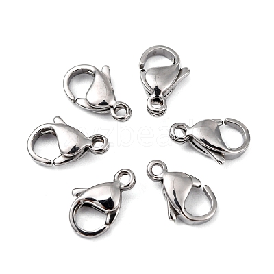 Tarnish Resistant Polished 316 Surgical Stainless Steel Lobster Claw Clasps X-STAS-R072-12A-1