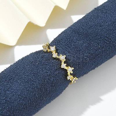 Star Clear Cubic Zirconia Cuff Rings RJEW-G337-03G-1