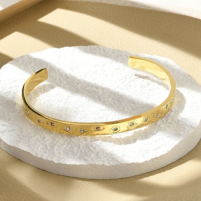304 Stainless Steel Cuff Bangles BJEW-P348-02B-G-1
