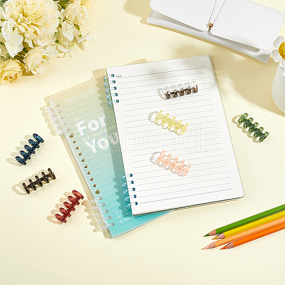 18Pcs 9 Colors 5-Ring Plastic Loose Leaf Book Binder Hinged Rings FIND-CP0002-34-1