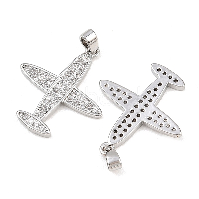 Brass Micro Pave Clear Cubic Zirconia Pendants KK-G549-18E-P-1